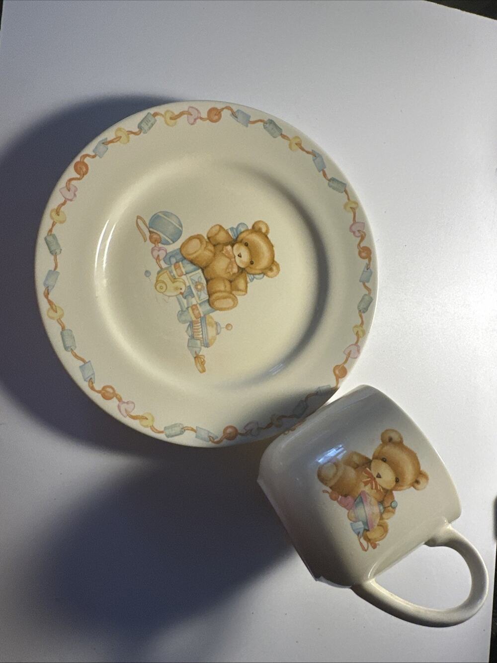 Vintage Hallmark Bear Cup And Plate Set Cream Japan Baby Porcelain